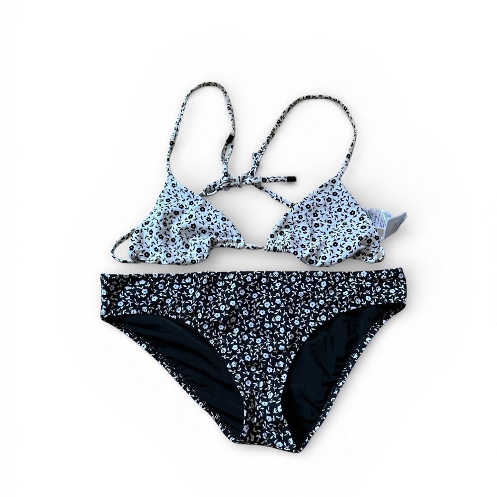 Kisuii bikini set floral black white